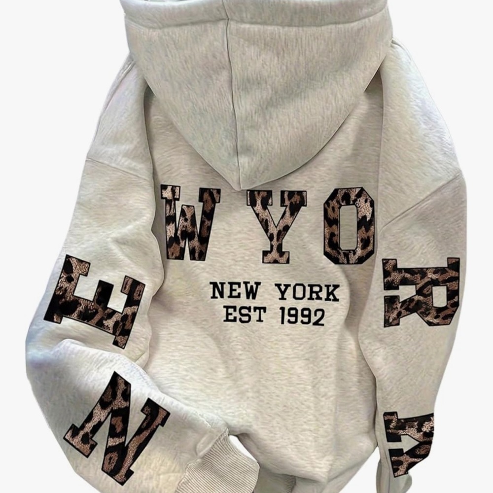 Gray New York Graphic Hoodie